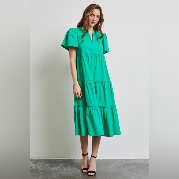 HEYSON Cotton Poplin Ruffled Tiered Midi Dress - Picture 4 of 6